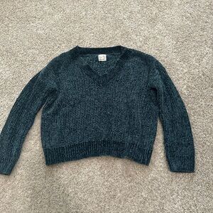 Hippie Rose Teal V-Neck Sweater